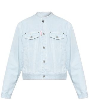 DSquared² Frayed-Collar Denim Jacket - Blue