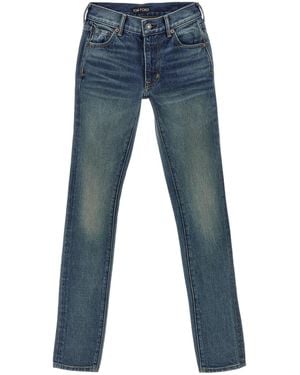 Tom Ford Logo Patch Skinny Jeans - Blue