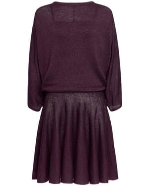 Alaïa Linen Draped Mini Dress - Purple