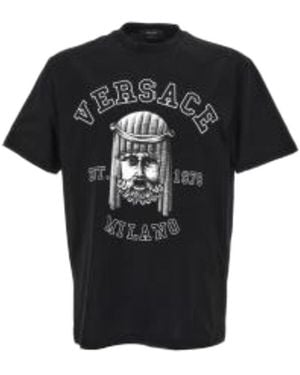 Versace Logo-Print Detail T-Shirt - Black