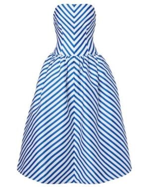 Self-Portrait Striped Taffeta Bustier Dress - Blue