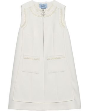 Prada Embroidered Natté Fabric Mini-Dress - White