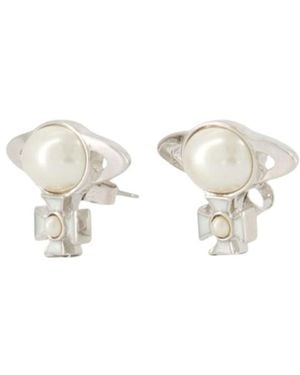 Vivienne Westwood Logo Embellished Earrings - White