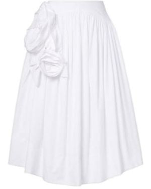 Simone Rocha Floral-Applique Cotton Poplin Midi Skirt - White