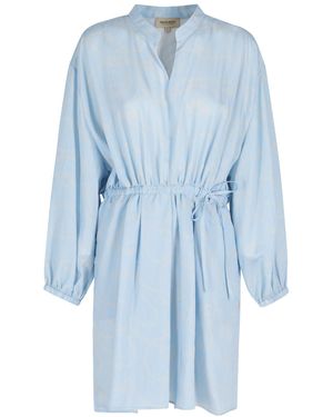 Woolrich Tie-Waist V-Neck Mini Dress - Blue