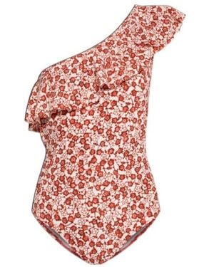 Isabel Marant Sicilya Ruffled Floral Swimsuit - Red