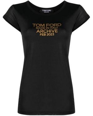 Tom Ford Logo Printed Crewneck T-Shirt - Black