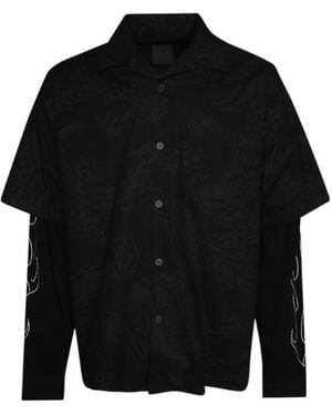 Givenchy Layered Collared Buton-Up Shirt - Black