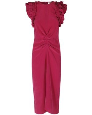 Isabel Marant Ruffled Twisted-Front Midi Dress - Red
