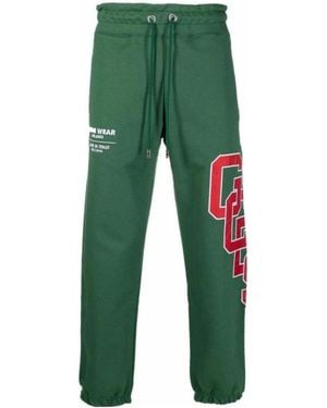 Gcds Logo-Embroidered Cotton Track Trousers - Green