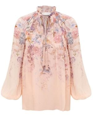 Zimmermann Valiant Billow Blouse - Pink