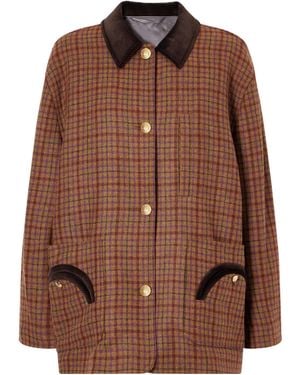 Blazé Milano Corduroy-Trimmed Checked Wool Jacket - Brown