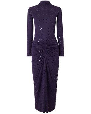 Alaïa Crystal-Embellished Knitted Midi Dress - Blue