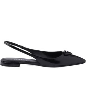 Prada Slingback Logo Flat Pumps - Black