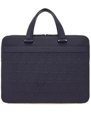 Ferragamo Embossed Gancini Briefcase (S) - Blue