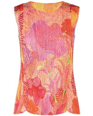 Pleats Please Issey Miyake Pleats Please Issey Miyake V-Neck Pleated Foggy Top - Pink