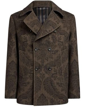 Etro Double-Breasted Wool And Cashmere Pea Coat - Brown