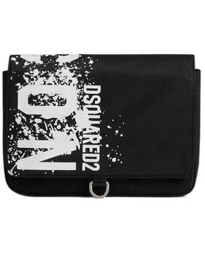 DSquared² Logo-Print Messenger Bag - Black