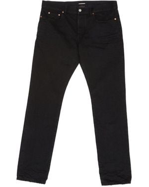 Saint Laurent Logo Patch Straight Leg Jeans - Black