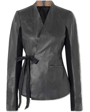 Rick Owens Long Sleeve Leather Jacket - Black