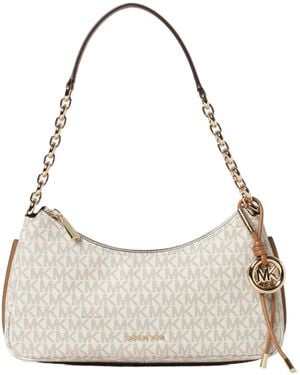 Michael Kors Michael Nolita Medium Signature Logo Chain Pochette - Natural