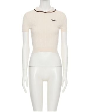 Valentino Logo Embroidered Knitted Top - White