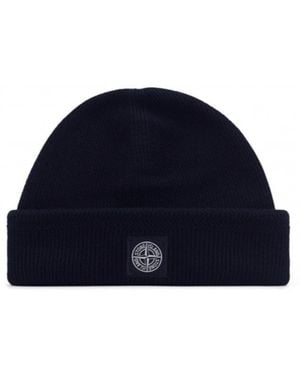 Stone Island Compass Logo Patch Beanie - Blue