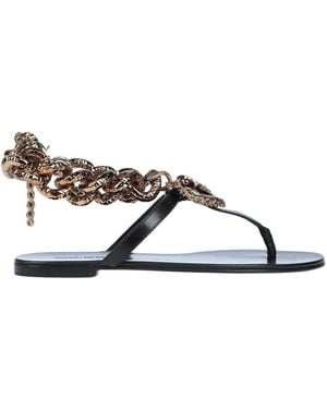 Dolce & Gabbana Two-Tone Leather Flip-Flop Sandals - Brown