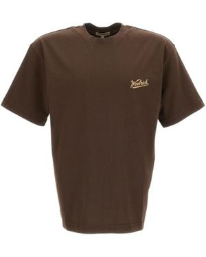 Woolrich Logo Printed Crewneck T-Shirt - Brown