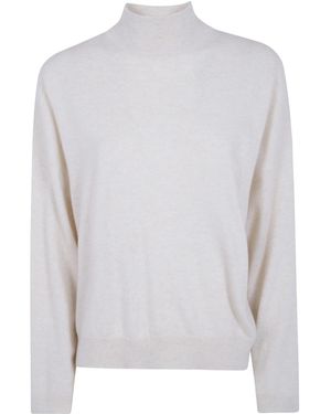 Brunello Cucinelli High-Neck Long-Sleeved Knitwear - White
