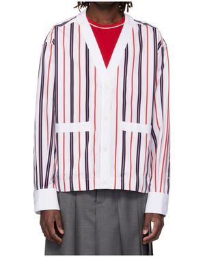 Thom Browne Repp Striped Poplin Shirt - Red