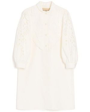 Valentino Embroidered Poplin Shirt Dress - White