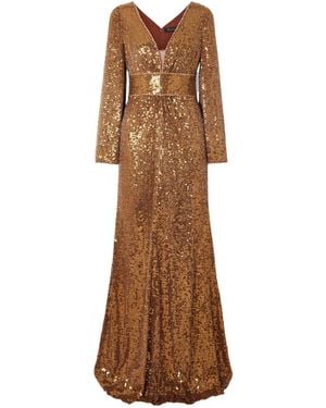Jenny Packham Sequined Mesh Gown - Brown