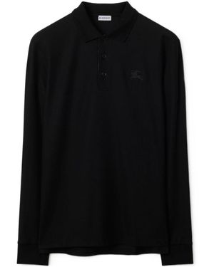 Burberry Long-Sleeve Cotton Polo Shirt - Black