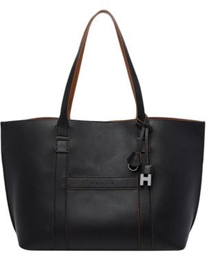 Hogan Hanging Accent Script Top Handle Bag - Black
