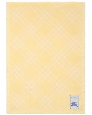 Burberry Wide Check Fringed Scarf - Yellow
