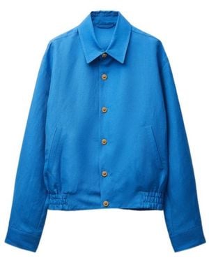 Versace Wool-Linen Blouson - Blue