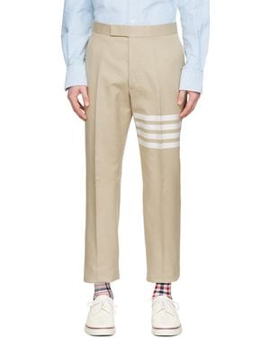 Thom Browne Stripe-Print Cotton Straight-Leg Trousers - Natural