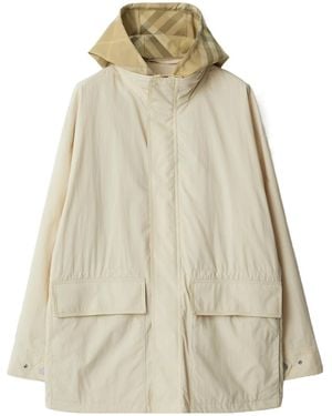 Burberry Ekd Check-Print Hooded Jacket - Natural