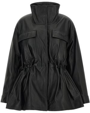 Rohe Sculpturaj Draped Leather Jacket - Black