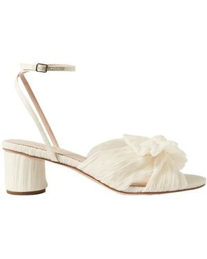 Loeffler Randall Dahlia Leather-Like Trimmed Plissé-Organza Sandals - Natural