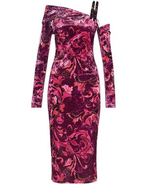 Versace Jeans Couture Couture Patterned Buckled Midi Dress - Red