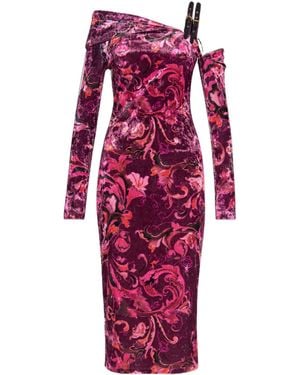 Versace Jeans Couture Couture Patterned Buckled Midi Dress - Red