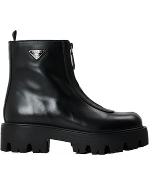 Prada Solid Colour Ankle Boots - Black