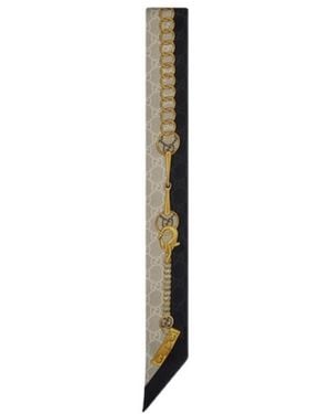 Gucci Gg Chain Horsebit Printed Neckbow - White