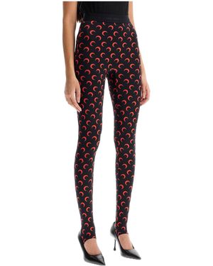Marine Serre All-Over Monogram Printed Elasticated-Waistband Leggings - Red