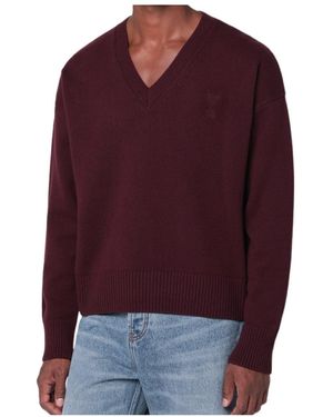 Ami Paris V-Neck Sweater - Purple