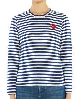 COMME DES GARÇONS PLAY Striped Casual T-Shirt - Blue