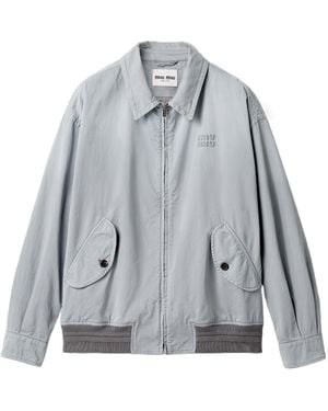 Miu Miu Old Twill Blouson Jacket - Grey