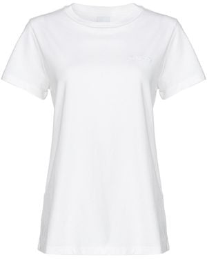 Pinko Logo Embroidered Crewneck T-Shirt - White